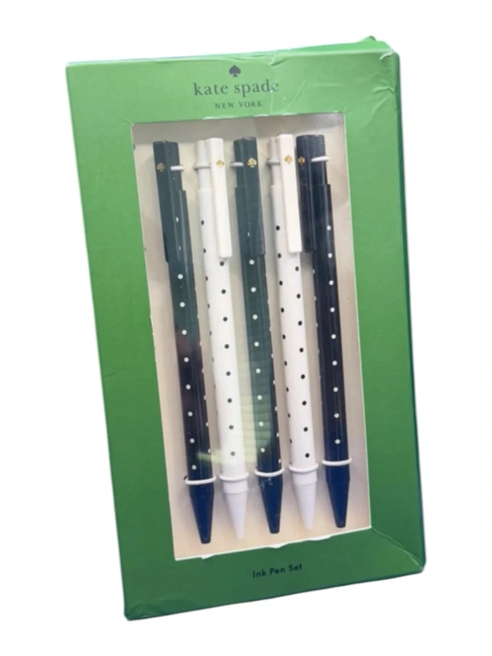 kate spade White & Black Polka Dot Ink Pen Set New